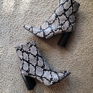 Jeffrey Campbell Raven Snake Print Booties